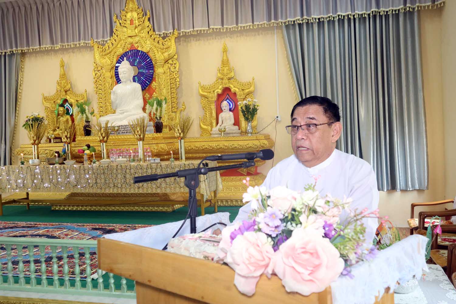 တနင်္သာရီတိုင်းဒေသကြီးဝန်ကြီးချုပ်ဦးမြတ်ကို ထားဝယ်တ္ကသိုလ်ဓမ္မာရုံဖွင့်ပွဲအခမ်းအနားသို့တက်ရောက်